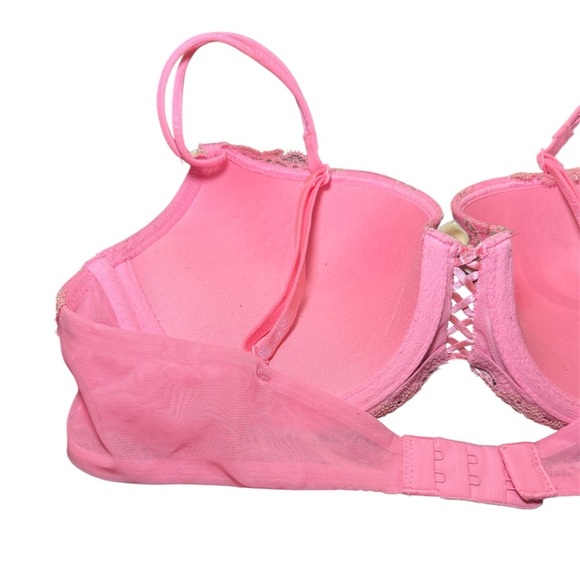 VICTORIA'S SECRET PADDED BRA PINK BEIGE CRYSTALS - Picture 3 of 7